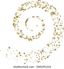 Stream gold stars on a white background. Vector illustration