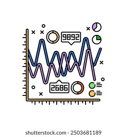 Stream graph Fill Color Icon, Vector illustration