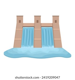 Stream hydro power icon cartoon vector. Electric pumped. Facility production