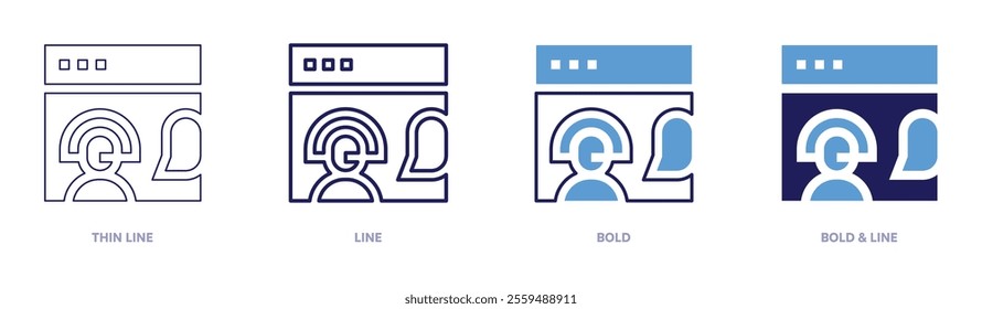 Stream icon in 4 different styles. Thin Line, Line, Bold, and Bold Line. Duotone style. Editable stroke.