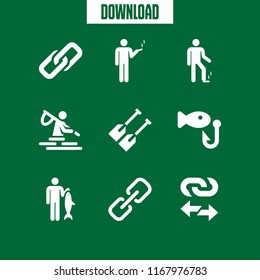 stream icon. 9 stream vector set. fishing, links, link and oars icons for web and design about stream theme