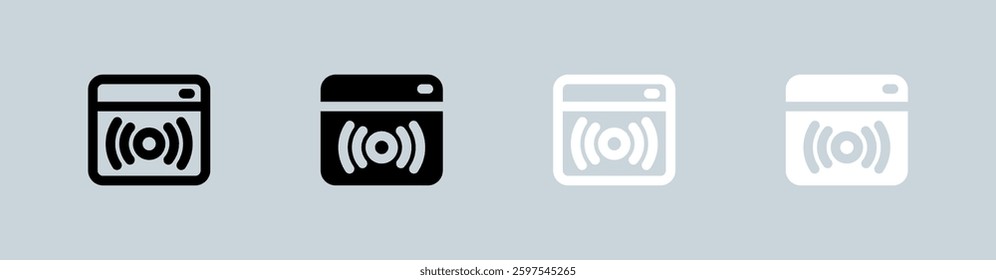 Stream icon set in black and white. Live signs vector illustration.
