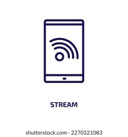 stream icon from user interface collection. Thin linear stream, business, online outline icon isolated on white background. Line vector stream sign, symbol for web and mobile