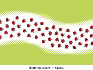stream of ladybugs on halftone path