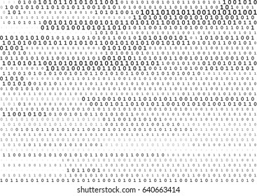 Stream line binary code black and white background with two binary digits, 0 and 1 isolated on a white background. Computer coding, hacker, encryption concept. Halftone vector illustration.