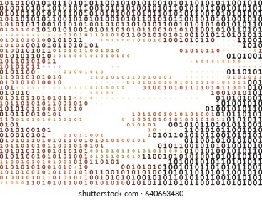Stream line binary code black and white background with two binary digits, 0 and 1 isolated on a white background. Computer coding, hacker, encryption concept. Halftone vector illustration.