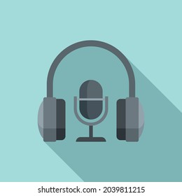 Stream mic headphone icon flat vector. Live video. Online stream