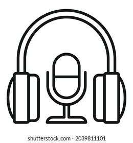 Stream mic headphone icon outline vector. Live video. Online stream