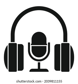 Stream mic headphone icon simple vector. Live video. Online stream