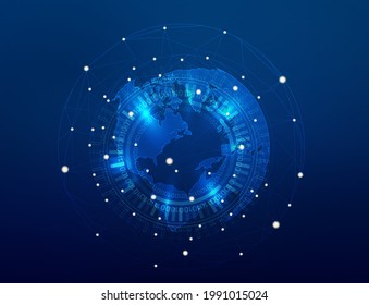 Corriente de estructuras moleculares y nano-partículas. Proceso de alta tecnología. Ciencia y concepto de red neural. Fondo abstracto vectorial.
