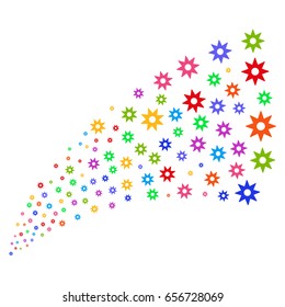 Stream of new symbols. Vector illustration style is flat bright multicolored iconic new symbols on a white background. Object fountain done from icons.