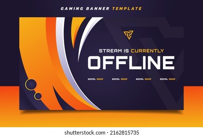 Stream Offline Gaming Banner Screen Template with Logo for Social Media