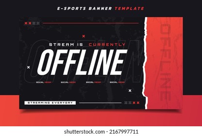 Stream Offline Gaming Banner Screen Template with Logo for Social Media