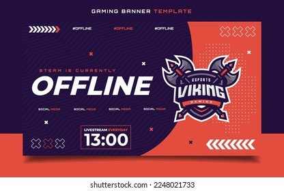 Stream Offline Gaming Banner  Template with Logo for Social Media Flyer