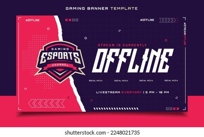 Stream Offline Gaming Banner  Template with Logo for Social Media Flyer