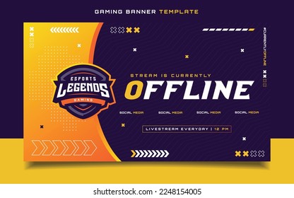 Stream Offline Gaming Banner  Template with Logo for Social Media Flyer