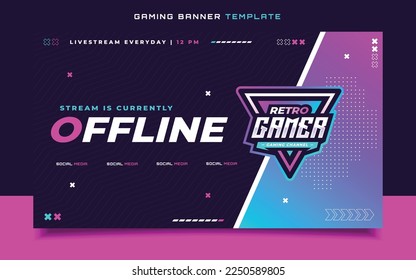 Stream Offline Gaming Banner  Template with Logo for Social Media Flyer