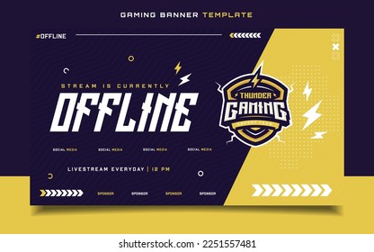 Stream Offline Gaming Banner  Template with Logo for Social Media Flyer