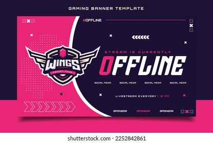 Stream Offline Gaming Banner  Template with Logo for Social Media Flyer