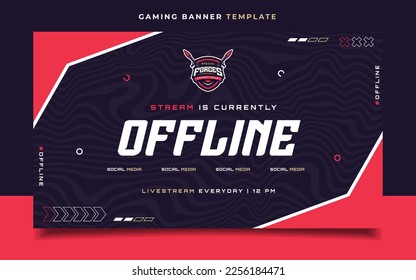 Stream Offline Gaming Banner  Template with Logo for Social Media Flyer