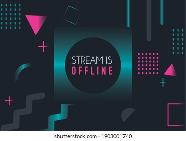 stream is offline lettering memphis style in black color background vector illustration design