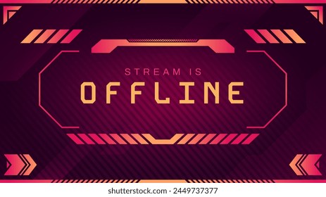 Stream ist eine Offlinescreen-Benutzeroberfläche. Warning Banner und Nachricht, Live-Stream ist offline, Video-Spiel ist nicht verfügbar, Social Media Offline-Schnittstelle. Vektorillustration. Futuristisches Design für den Cybersport