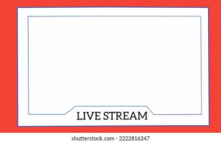 Stream overlay Live Stream Screen White and Red theme, Vector Illustration