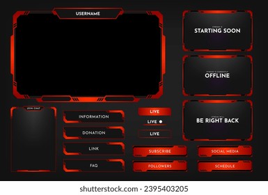 Stream overlay panel design template. Futuristic digital streaming screen interface. Live video, online game stream. Vector illustration