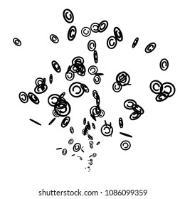 Stream of signs of right. 3D. Confetti of signs of right. Vector illustration.