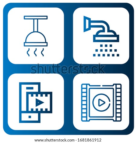 stream simple icons set. Contains such icons as Shower, Video player, can be used for web, mobile and logo