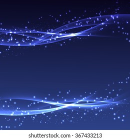 Stream speed swoosh waves over dark layout. Vector illustration