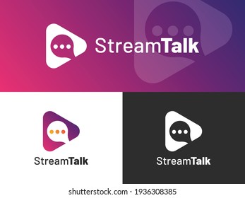 Stream Talk logo design with gradient style. This logo is representing chat, talk, and player ideas.