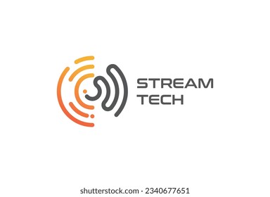stream tech logo icon vector isolated