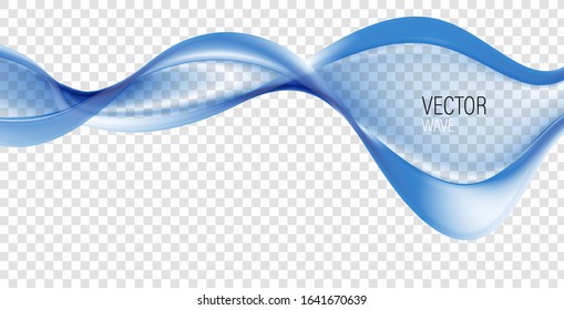 
Stream of transparent blue abstract wave. Vector background wave of smoke or water.