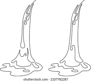 Stream of water, waterfall, flowing water. Continuous line drawing. Vector illustration