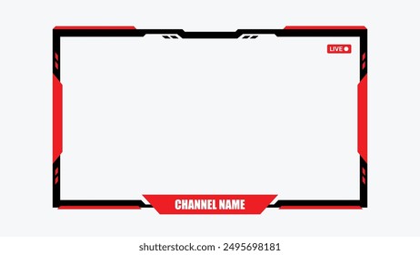 Stream webcam overlay. Game stream frames. Hud frame streaming media gamer broadcast webcam box video screen, Gaming channel stream overlay