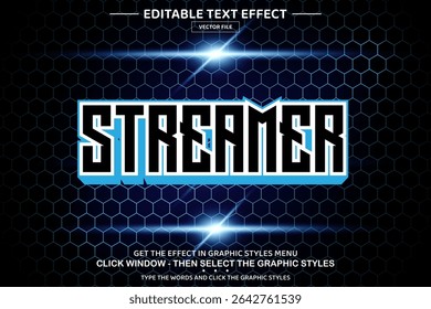 Streamer 3D editable text effect template