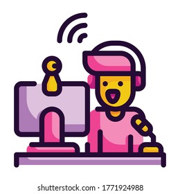 Streamer Fill Outline icon. Live and Streaming.