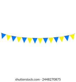 Streamer Flag Pennants Blue Yellow Vector Illustration Design Icon