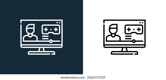 streamer icon isolated on white and black colors. streamer outline linear vector icon from online game collection for mobile apps, web and ui.