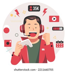 streamer job icon vector illustration concept design