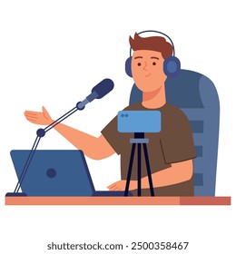 streamer man with webcam isolated