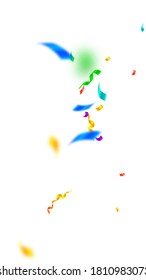 Streamers and confetti. Festive streamers tinsel and foil ribbons. Confetti explosion on white background. Beautiful party overlay template. Fresh celebration concept.