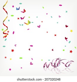 streamers, confetti and flying butterflies