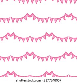 Streamers Flags Bunting Seamless Pattern. Vector illustration. Perfect for party, fashion, decoration, textile design, background, illustration, carpet, tiles and rug.