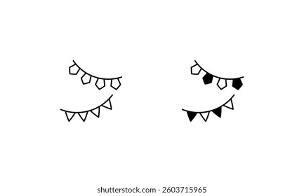 Streamers icon set line and glyph vector illustration