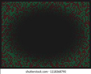 Streaming abstract binary code background with hole. Data and technology, decryption and encryption. Spy or Hacker concept.