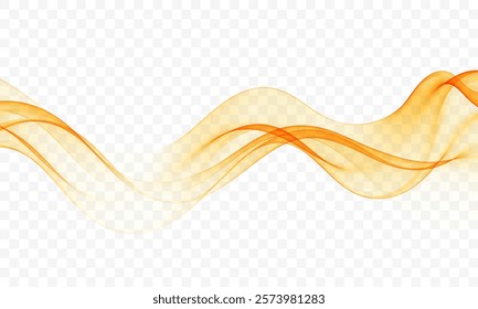 Streaming abstract gold colored wave on white background.