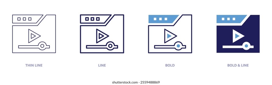 Streaming alerts icon in 4 different styles. Thin Line, Line, Bold, and Bold Line. Duotone style. Editable stroke.