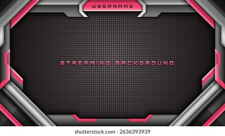 Streaming Background in Black, Silver and Pink Theme for Gaming Overlays, Live Stream Screens